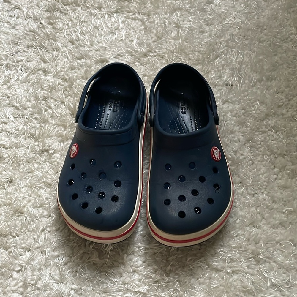 Little Kids Crocs Navy & White Crocband Clogs Mules Size C 13.